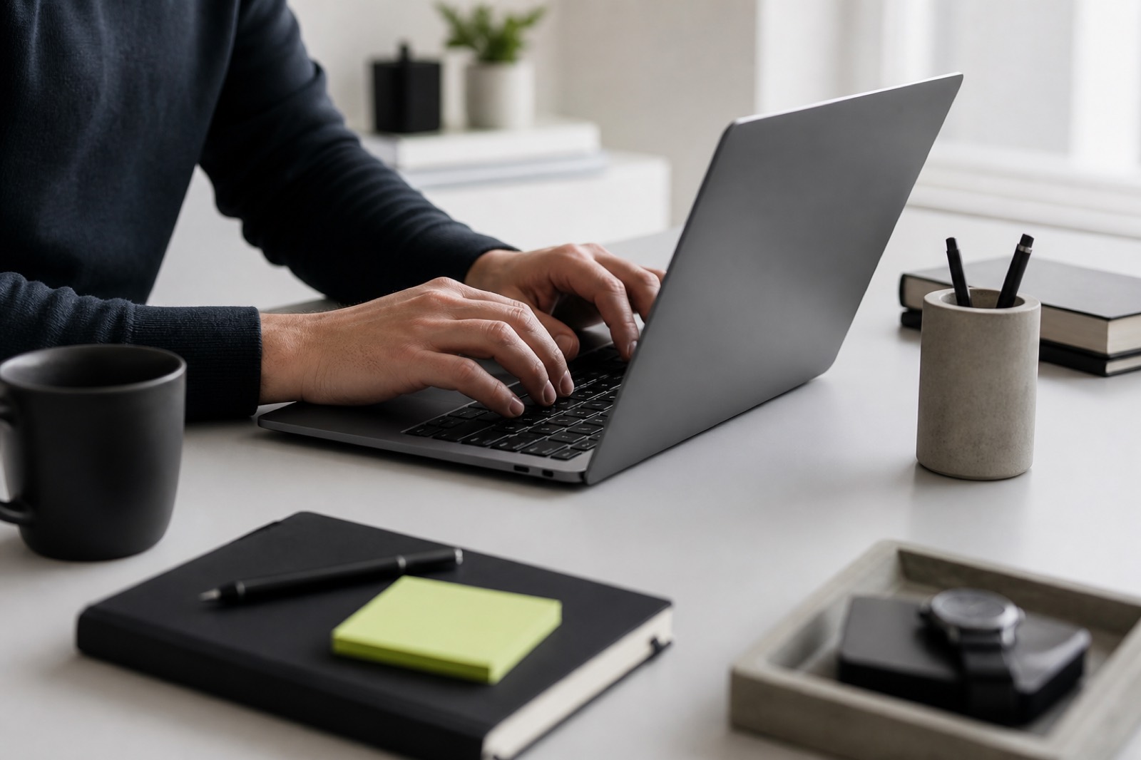 Creator drafting a polite payment follow-up email on a laptop
