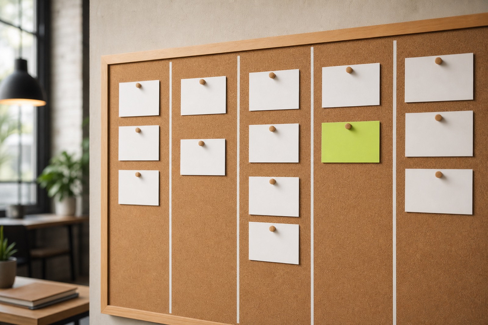 Kanban-style board with multiple brand campaign cards